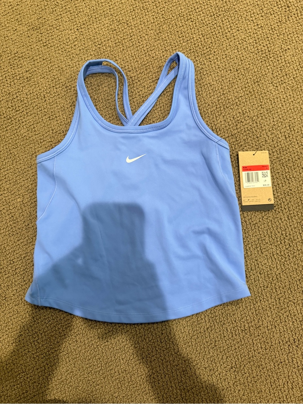 Nike Girls Light Blue Tank Top with White Swoosh